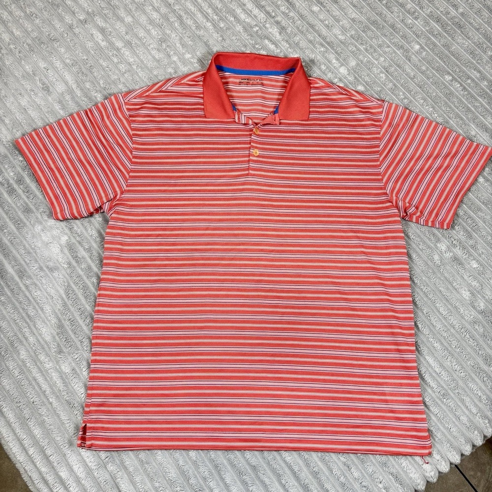 Nike‎ Golf Red Striped Mesh Polo Shirt Men's Size Mens XL 2000s